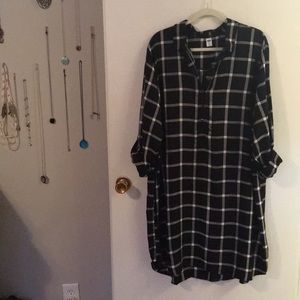 Black & white checkered shirt dress